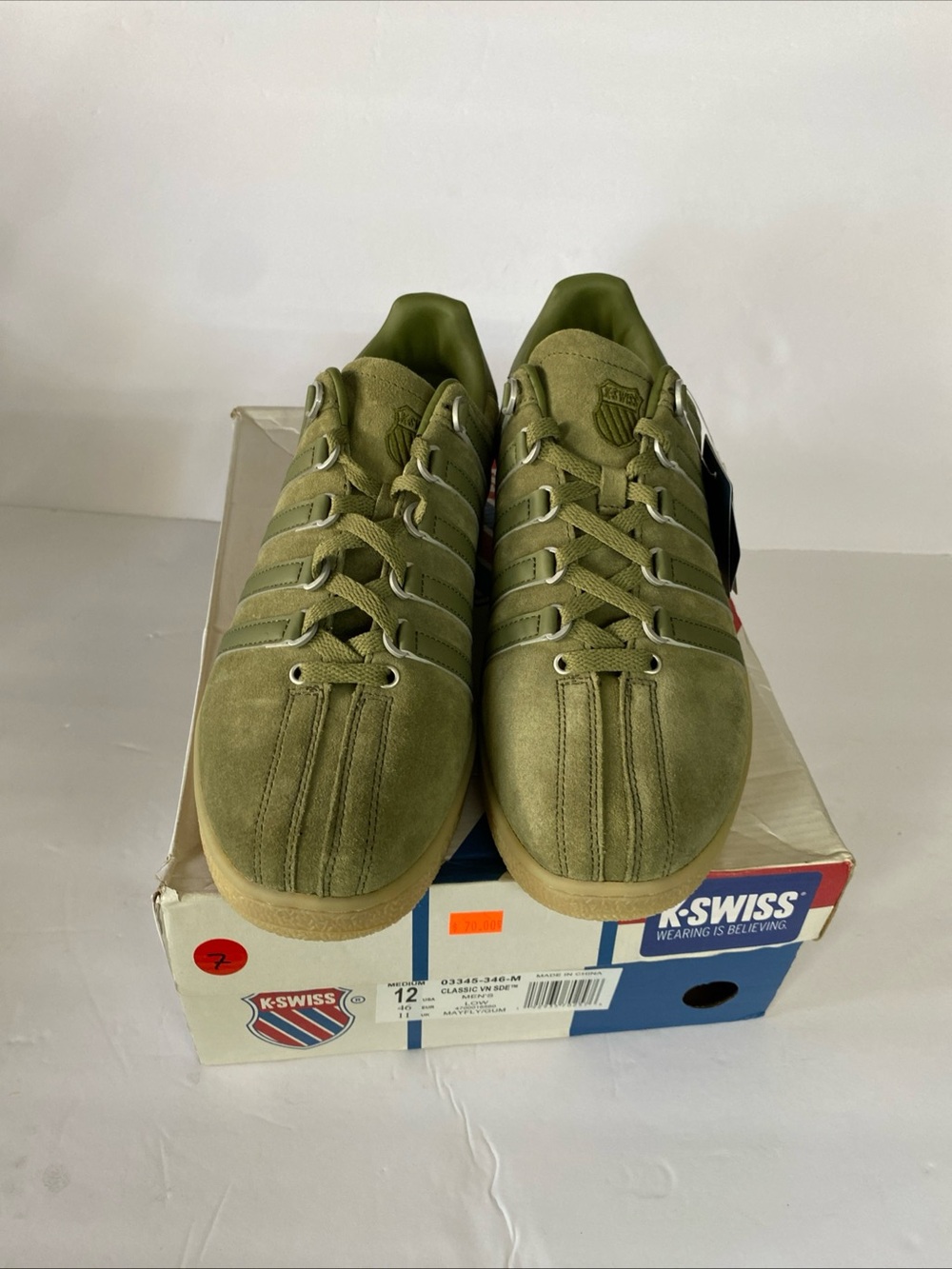 K-Swiss Men's Olive Suede Lace-Up Sneakers
